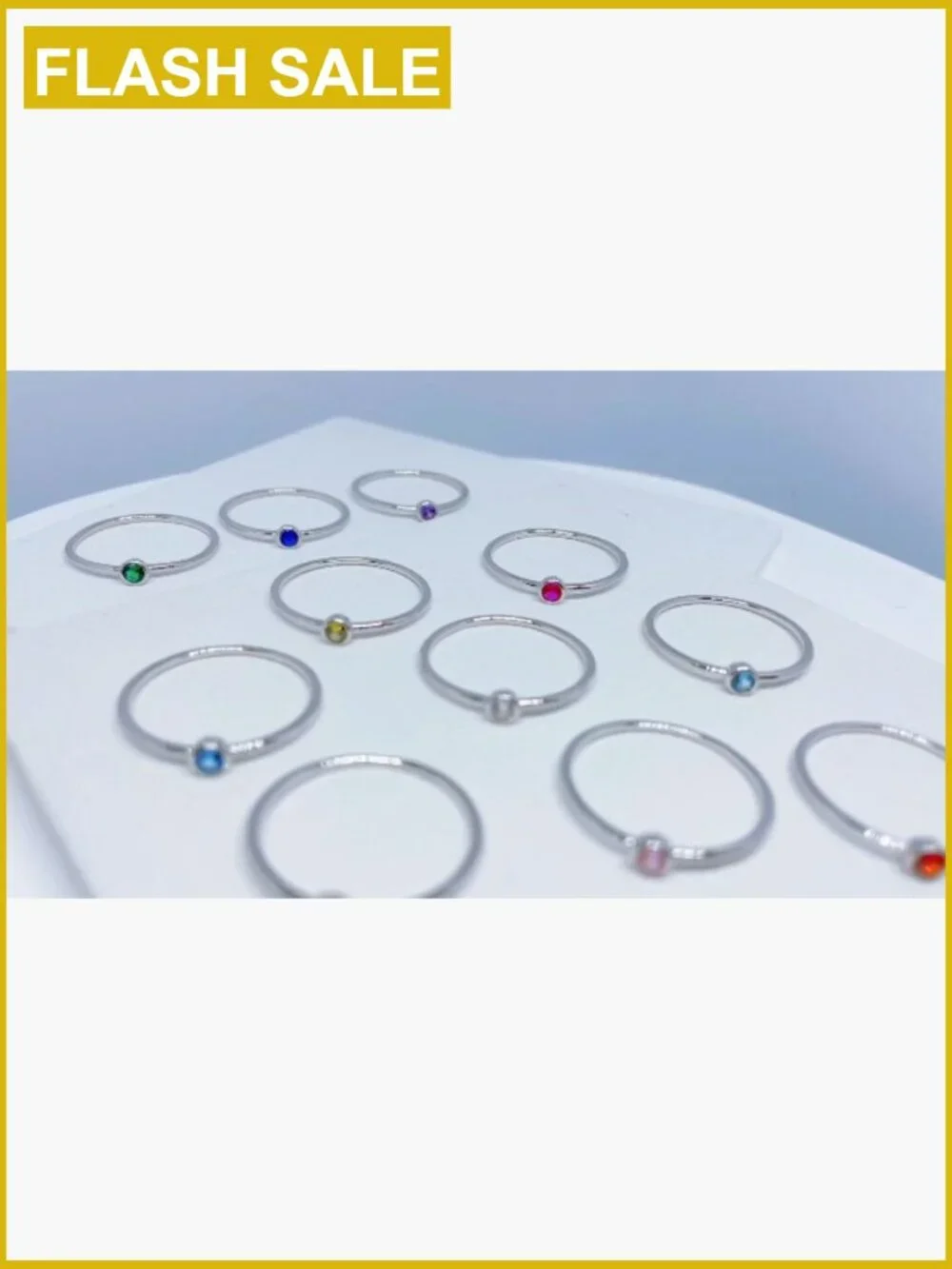 925 Sterling Silver Mother Daughter Birthstone Ring Set Stackable Family Jewelry